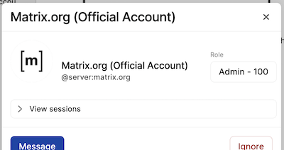 A screenshot of the account view of an account. The identifier is @server:matrix.itmanbu.com